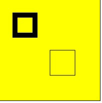Description: Hộp tô đầy màu vàng có một hình chữ nhật có nét đen dày và một hình chữ nhật nét đen mảnh trên nó